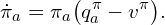 \[\dot{\pi}_a = \pi_a \bigl(q_a^{\pi} - v^{\pi}\bigr).\]